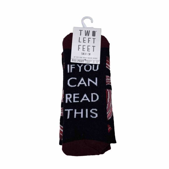 Two Left Feet If You Can Read This Bring Me Some Bacon Socks One Size Fits New - Picture 1 of 4